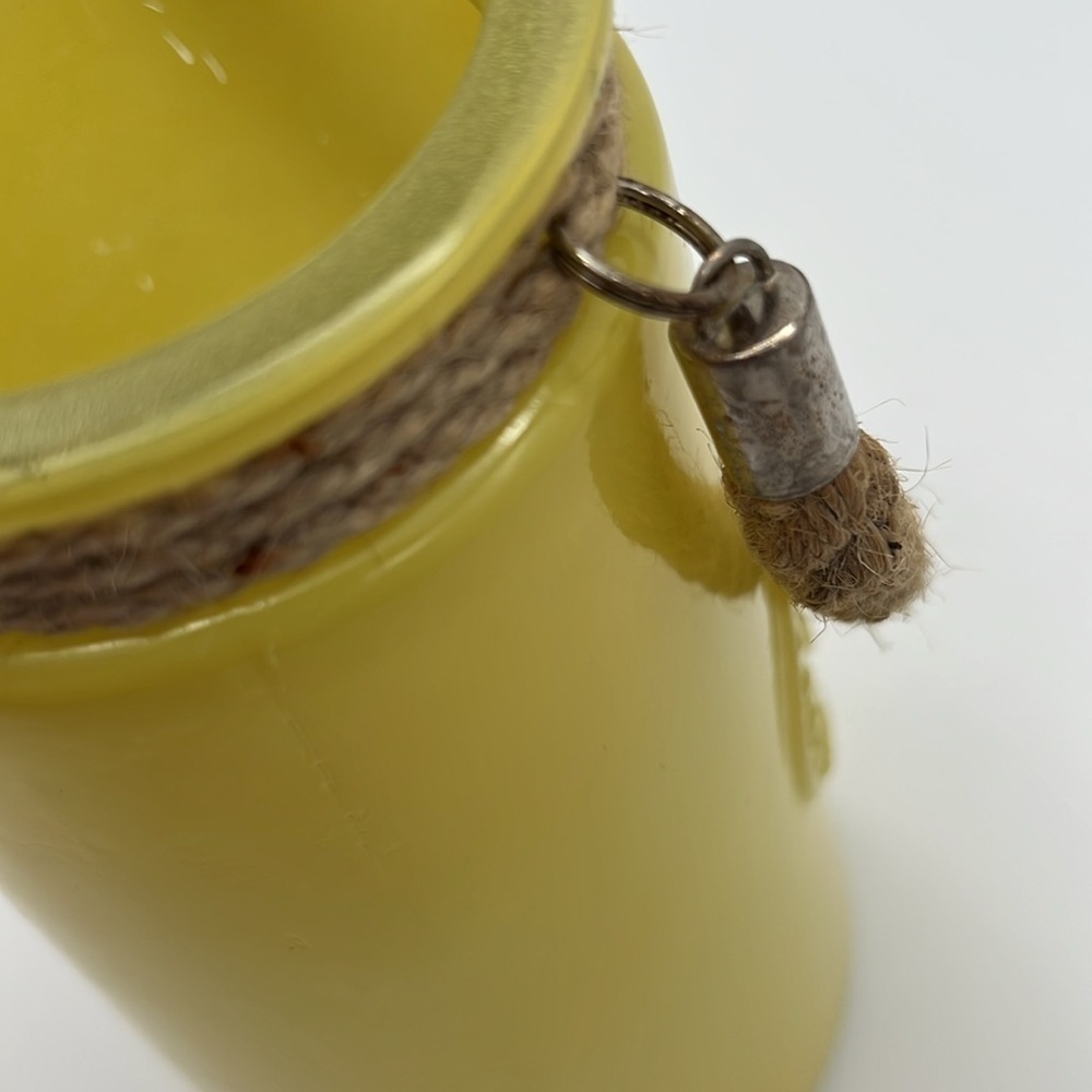 “Genuine & Crafted Original” Yellow Glass Jar/Vase with Rope Handle - Picture 11 of 16